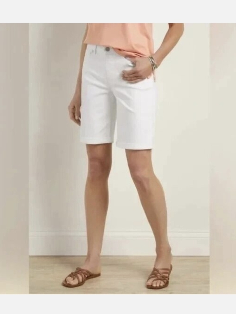 SOFT SURROUNDINGS ULTIMATE DENIM WHITE RELAXED SHORTS Medium